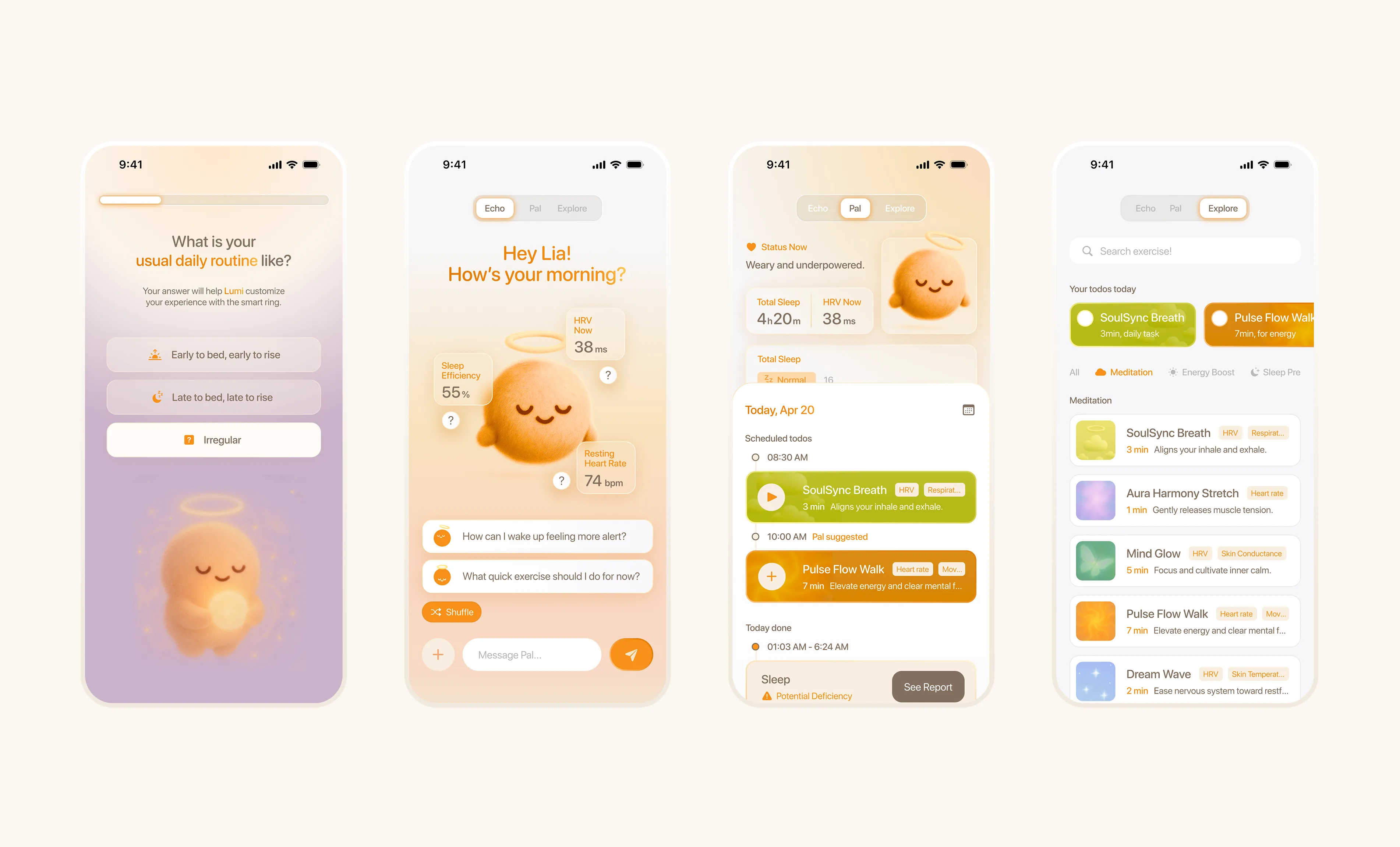 Lumi onboarding, designed to feel like meeting someone