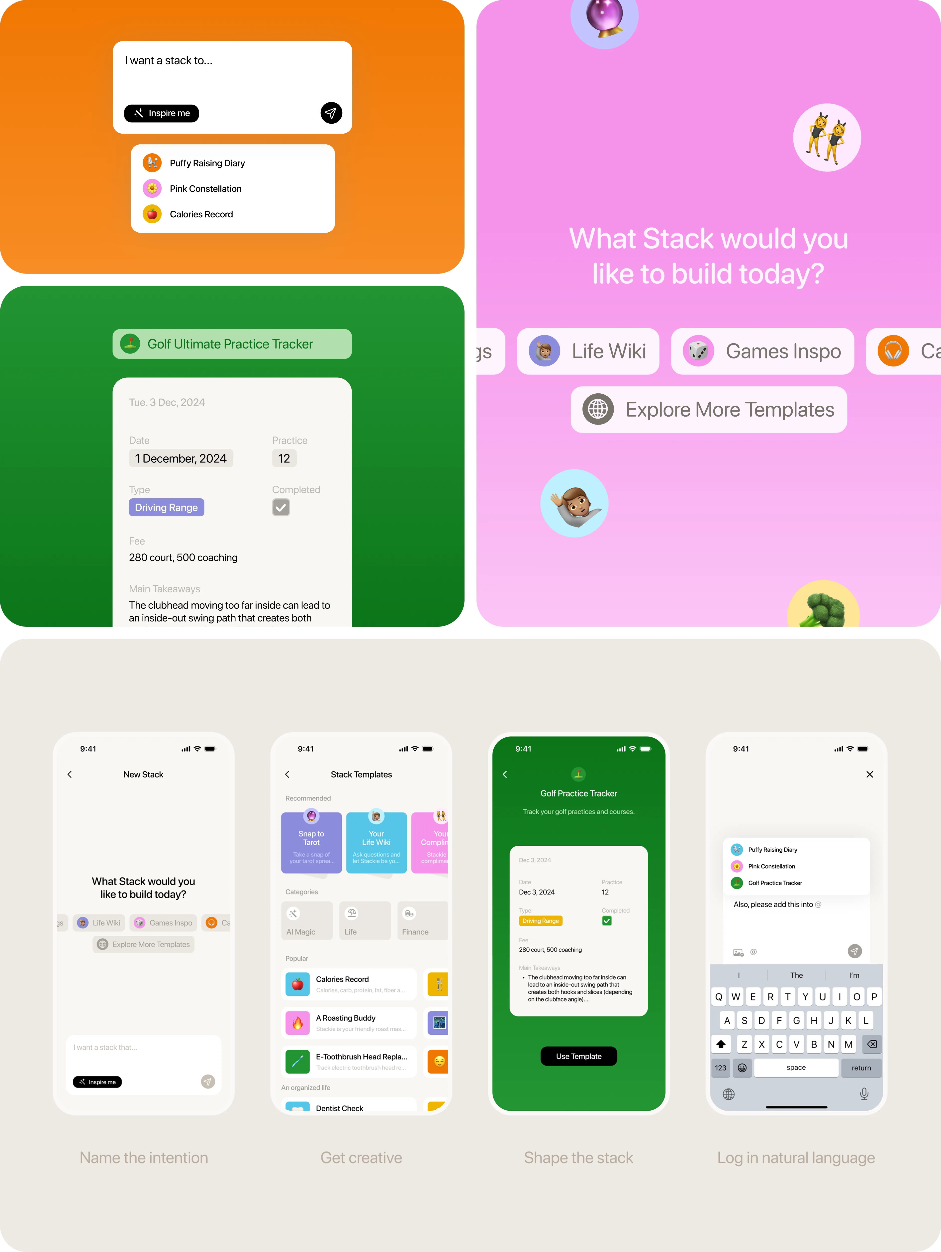 Stackie intention-based onboarding