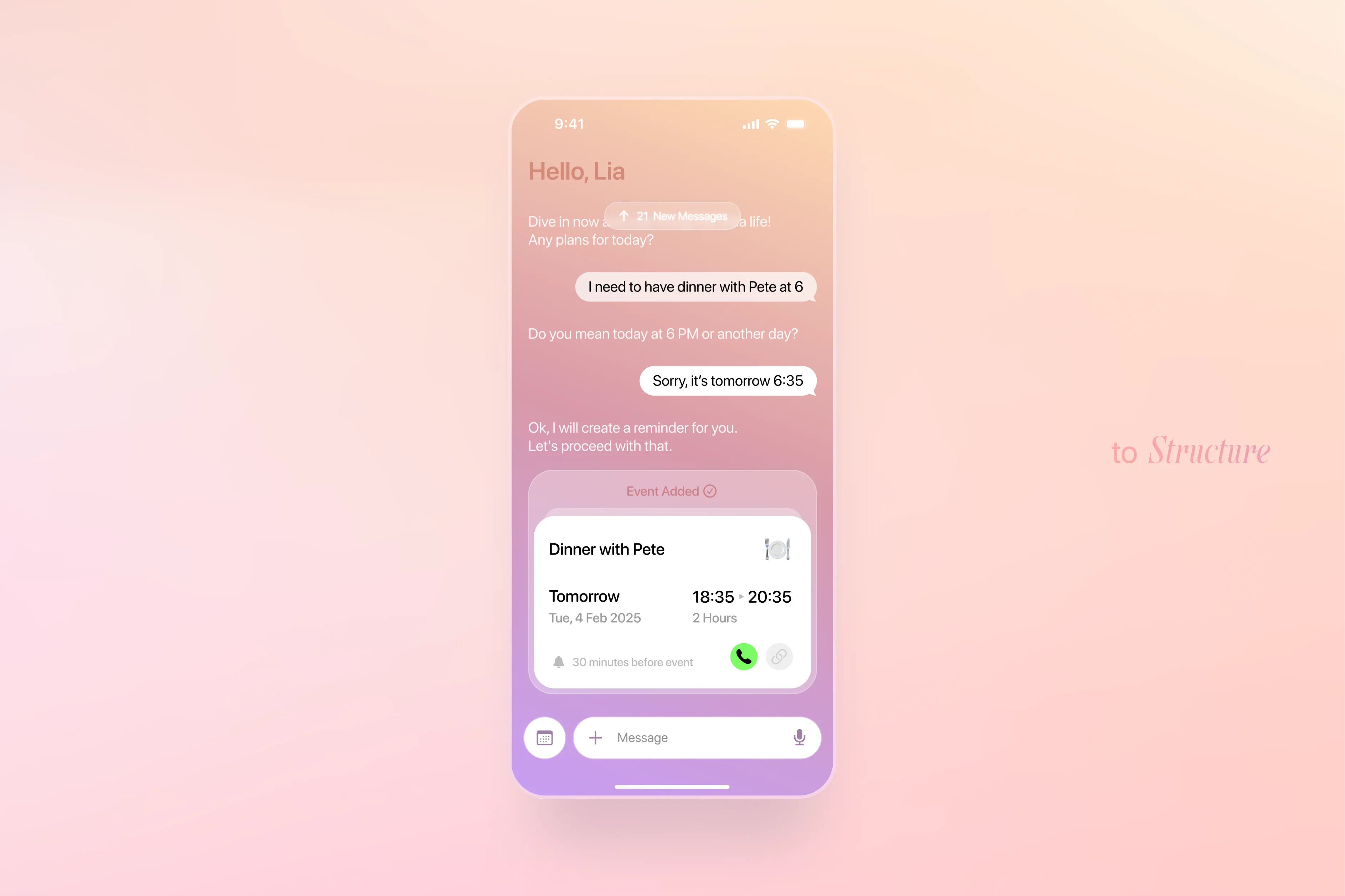 After — structured card reply