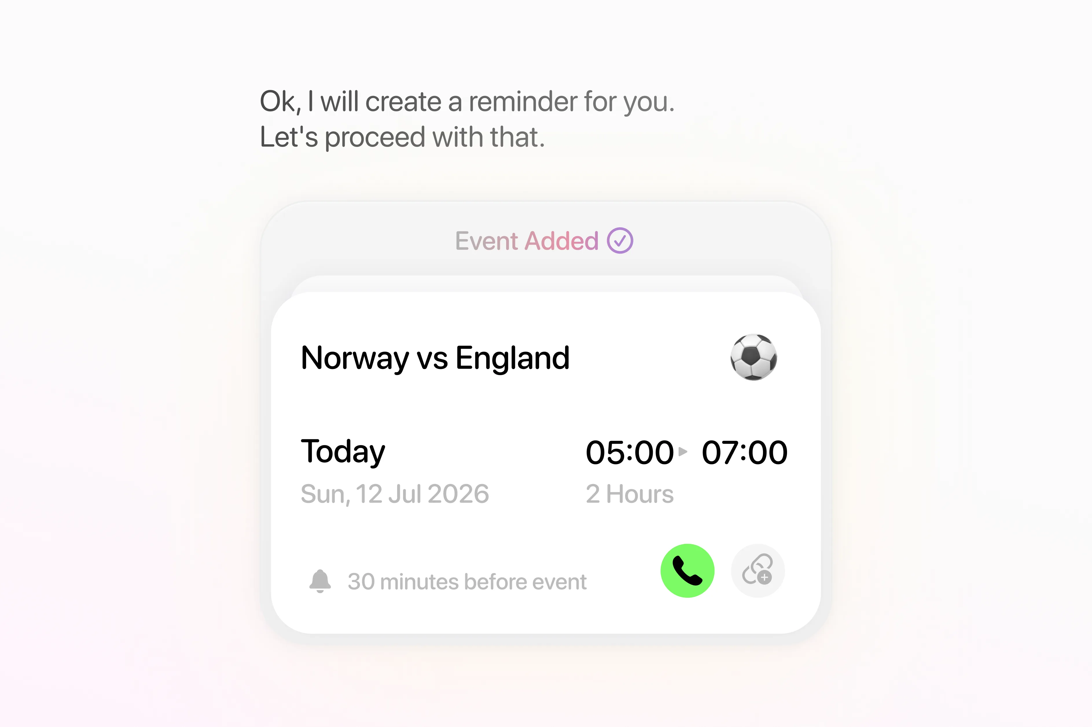 Norway vs England event card, designed for trust